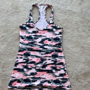 lululemon athletica Pink, Black & Gray Camo Racerback Tank